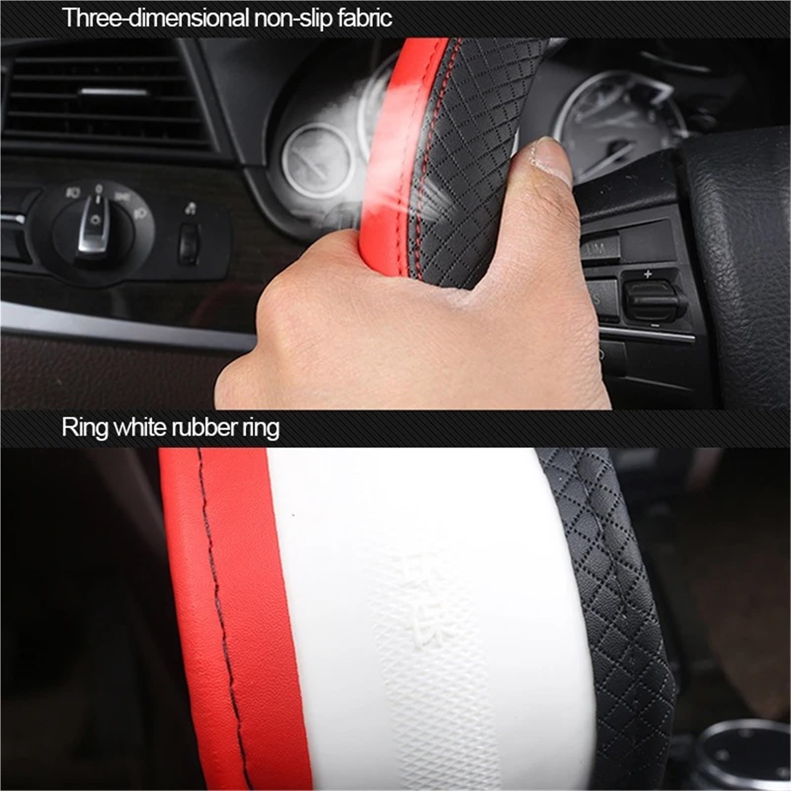 Auto Lenkradbezug Universal Auto Lenkrad Abdeckung Für 37-38 cm Lenkrad Kunstleder Atmungsaktive Auto Rad Abdeckung Innen Zubehör Auto Lenkradschutz(Blue) von Dnhqknog