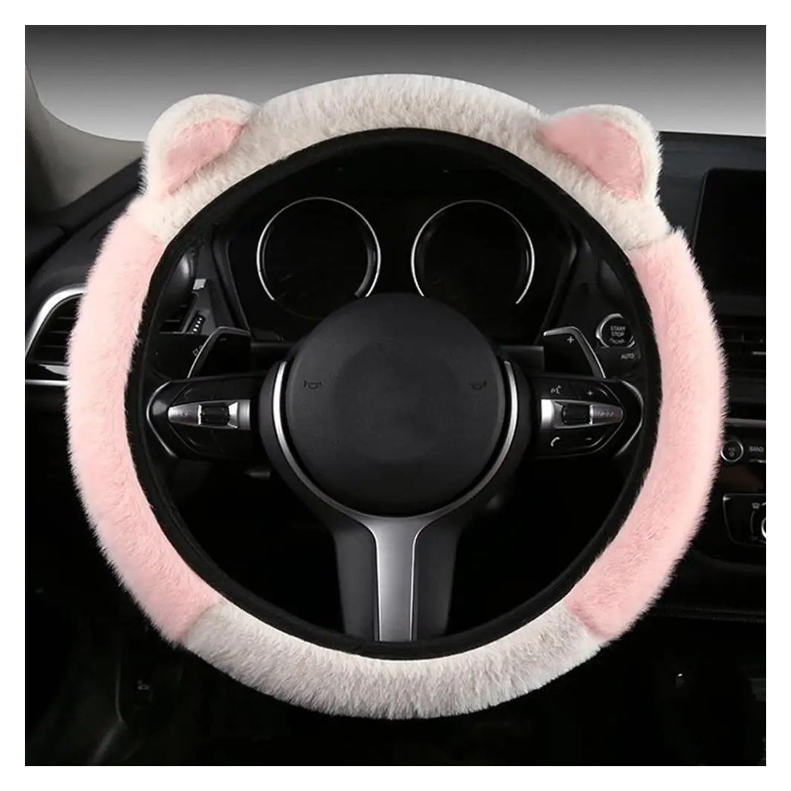 Auto Lenkradbezug Winter Plüsch Auto Lenkrad Schutzhülle Universal Non-Slip Weiche Nette Katze Ohren Plüsch Lenkrad Abdeckung Auto Lenkradschutz(C) von Dnhqknog
