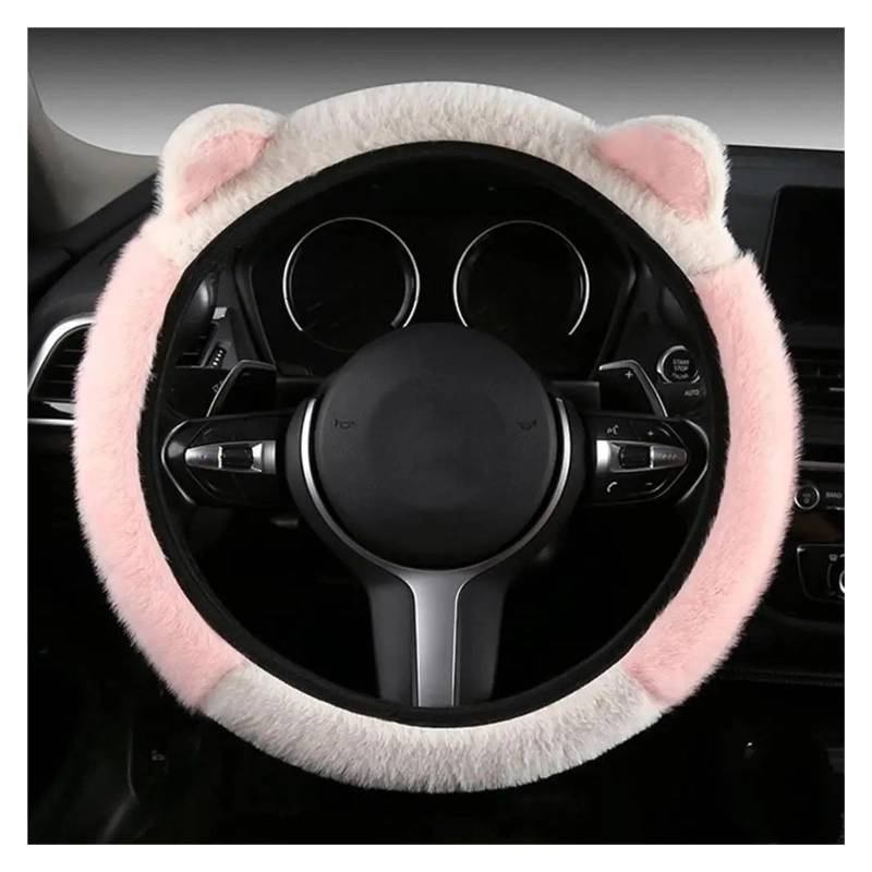 Auto Lenkradbezug Winter Plüsch Auto Lenkrad Schutzhülle Universal Non-Slip Weiche Nette Katze Ohren Plüsch Lenkrad Abdeckung Auto Lenkradschutz(C) von Dnhqknog