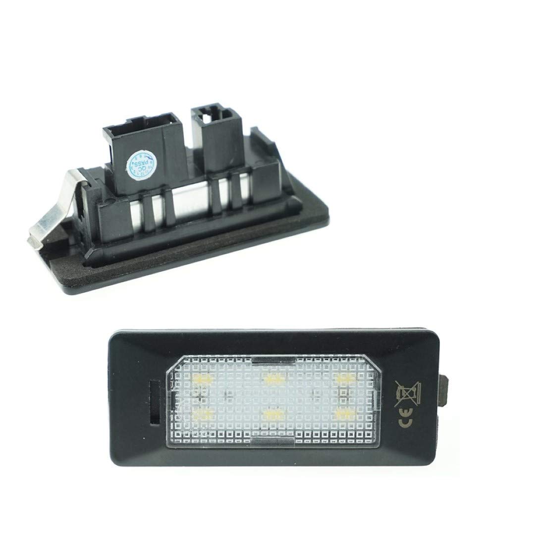 Do!LED LED Kennzeichenbeleuchtung 6000K Xenon-Weiß für Ersatz Kennzeichen Lampe Plug & Play 6-SMD Kennzeichen Beleuchtung 12V DC 2 Stück Energieklasse A+ von Do!LED