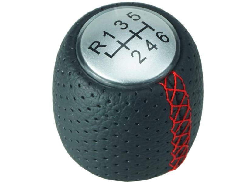 Do!LED perforierter Schaltknauf Schalthebel + Kappe rote Naht 6 Gang Ersatzteil kompatibel für ALFA ROMEO 159 (05-11) | ROMEO BRERA (06-11) | ROMEO SPIDER (06-11) von Do!LED