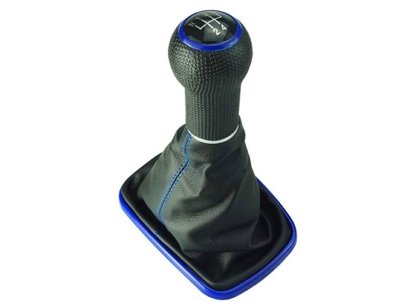 DoLED Schaltsack Schaltknauf blauer Rahmen blaue Naht blaue Kappe 5 Gang für 23 mm Schaltgestänge kompatibel/Ersatzteil für VW Golf 4 Bora von Do!LED