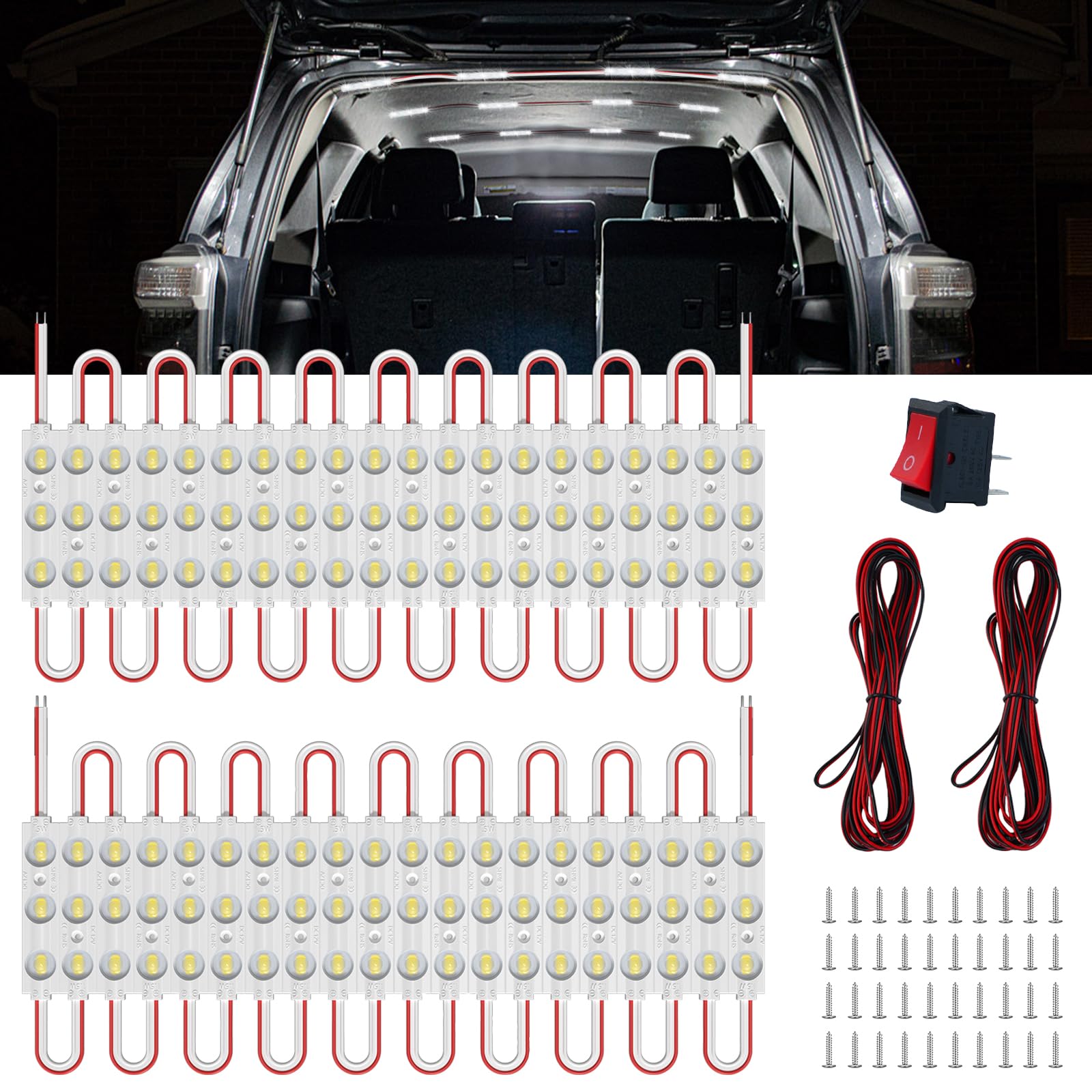 12V 120 LEDs Van Innenbeleuchtung LED Deckenleuchten Kit, LED Modulleuchten Weiße Auto LED Deckenleuchten Kit Domlampe für Van RV LKW Fahrzeug Boot Caravan Transit Bus Camper Cargo Lichter, 40 Module 12V 120 LEDs Van Innenbeleuchtung LED Deckenleuchten Kit, LED Modulleuchten Weiße Auto LED Deckenleuchten Kit Domlampe für Van RV LKW Fahrzeug Boot Caravan Transit Bus Camper Cargo Lichter, 40 Module von DoRight