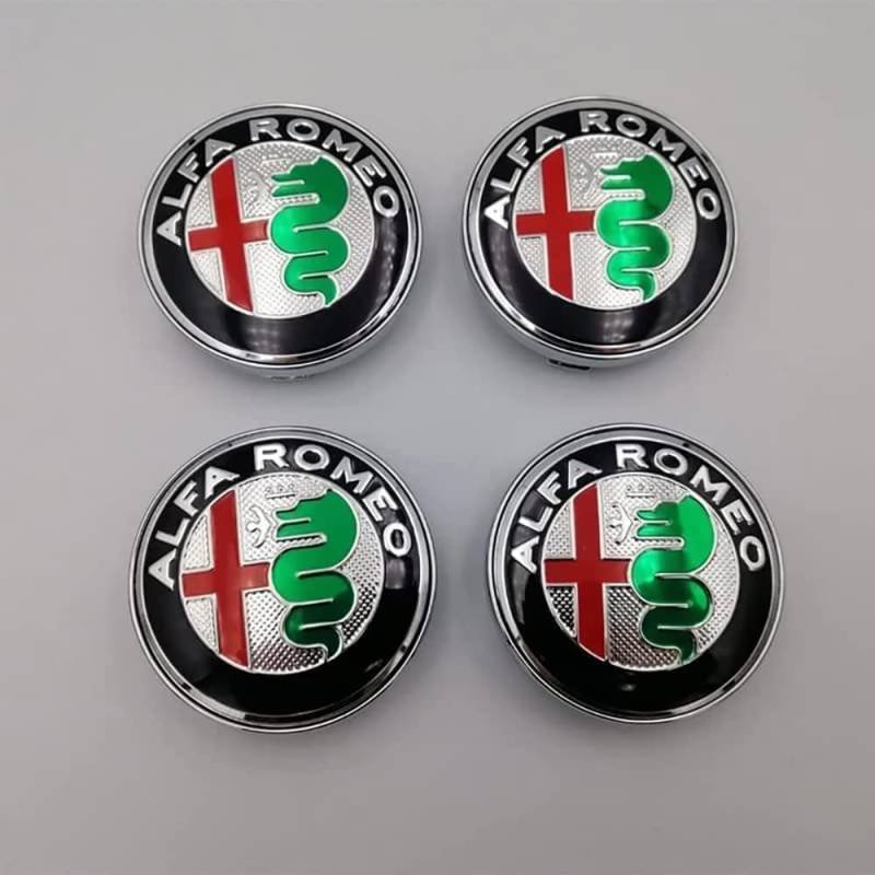 4 X 60 Mm Radkappen, Felgenkappen, Radzierblenden, Radnabenkappen, für Alfa Romeo Mito 147 156 159 166 Giulietta Mito Spider Stelvio von DoUiabc