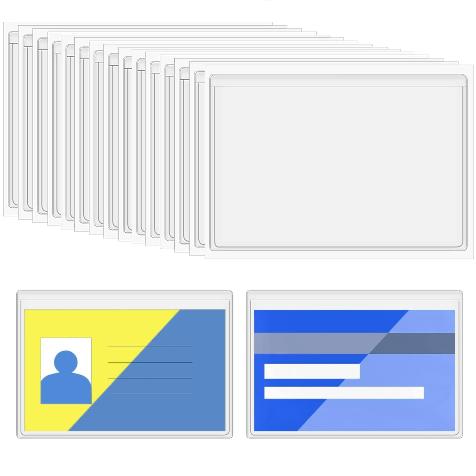 Doafoce 10x7.2cm Visitenkartentaschen Selbstklebend 50 Stück Etikettenhalter Selbstklebend Transparente Regal Etikettenhalter Visitenkartenhüllen Selbstklebend für Büro Organisieren und Sortieren von Doafoce