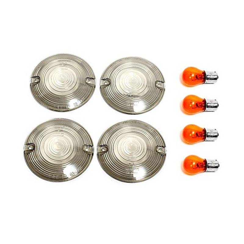 Dock66 Motorcycle Parts Blinkergläser Set Smoke flach H-D FLT FLHR u.a. von Dock66 Motorcycle Parts