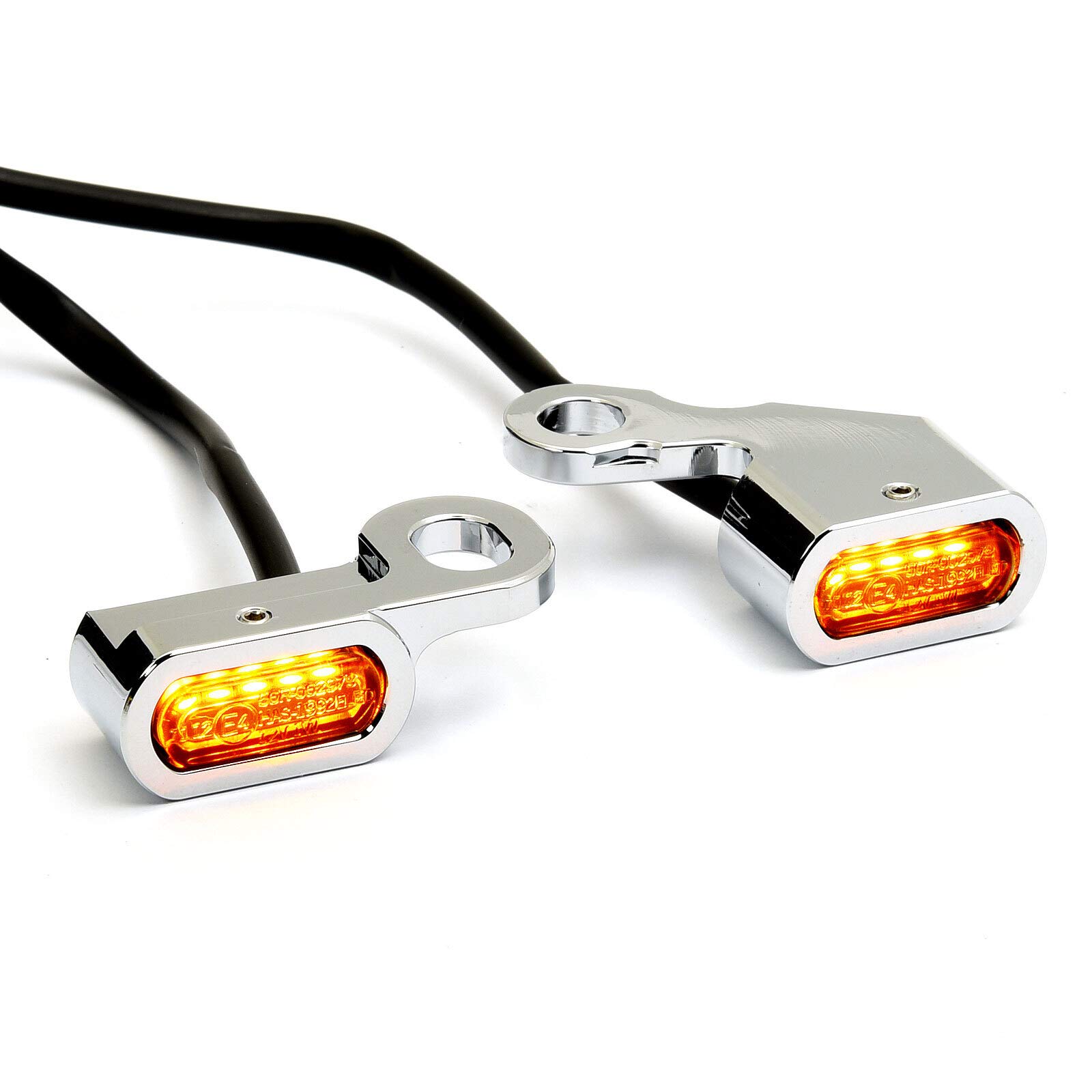 Mini LED Blinker für Lenkerarmatur Softail 96-14, Dyna 96-17, Sportster 96-13, chrom von Dock66 Motorcycle Parts