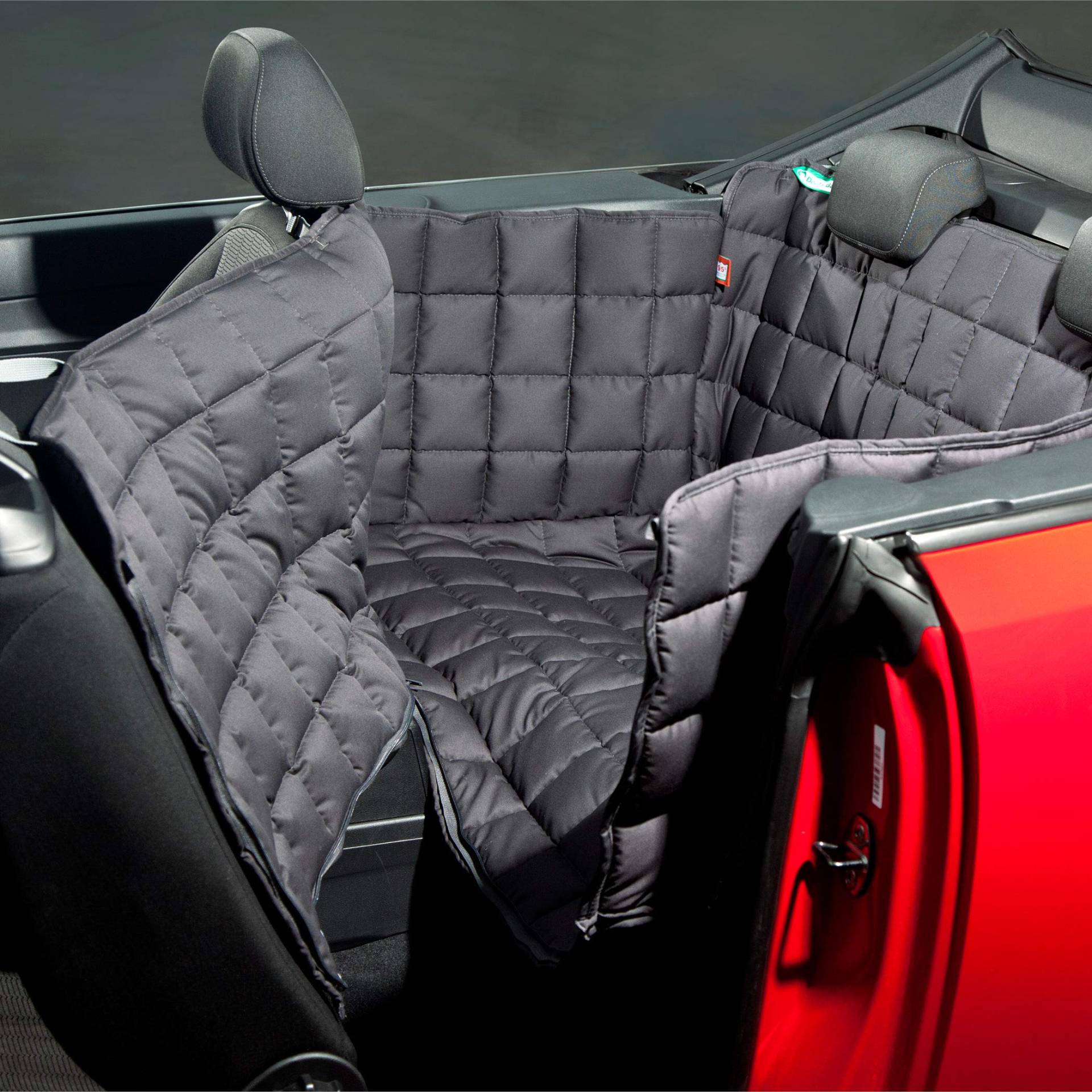 Doctor Bark Cabrio gepolsterte Autoschondecke mit AllSide Schutz für die Rückbank, Reißverschlüsse für den einfachen Einstieg, für alle Cabrios und Coupés, L Grau Doctor Bark Cabrio gepolsterte Autoschondecke mit AllSide Schutz für die Rückbank, Reißverschlüsse für den einfachen Einstieg, für alle Cabrios und Coupés, L Grau von Doctor Bark