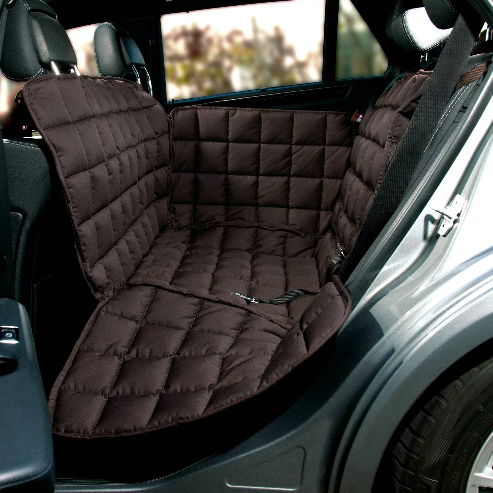 Doctor Bark Hunde 2-Sitz-Autoschondecke für die Rücksitzbank, All-Side Schutz mit Reißverschluss für alle PKWs und SUVs, L in Braun Doctor Bark Hunde 2-Sitz-Autoschondecke für die Rücksitzbank, All-Side Schutz mit Reißverschluss für alle PKWs und SUVs, L in Braun von Doctor Bark