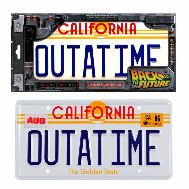 Doctor Collector Zurück in die Zukunft, Back to The Future: Offizielle Replik des Delorean-Nummernschilds Outatime, Sammleredition aus Metall mit geprägten Details, 30 x 15 cm von Doctor Collector
