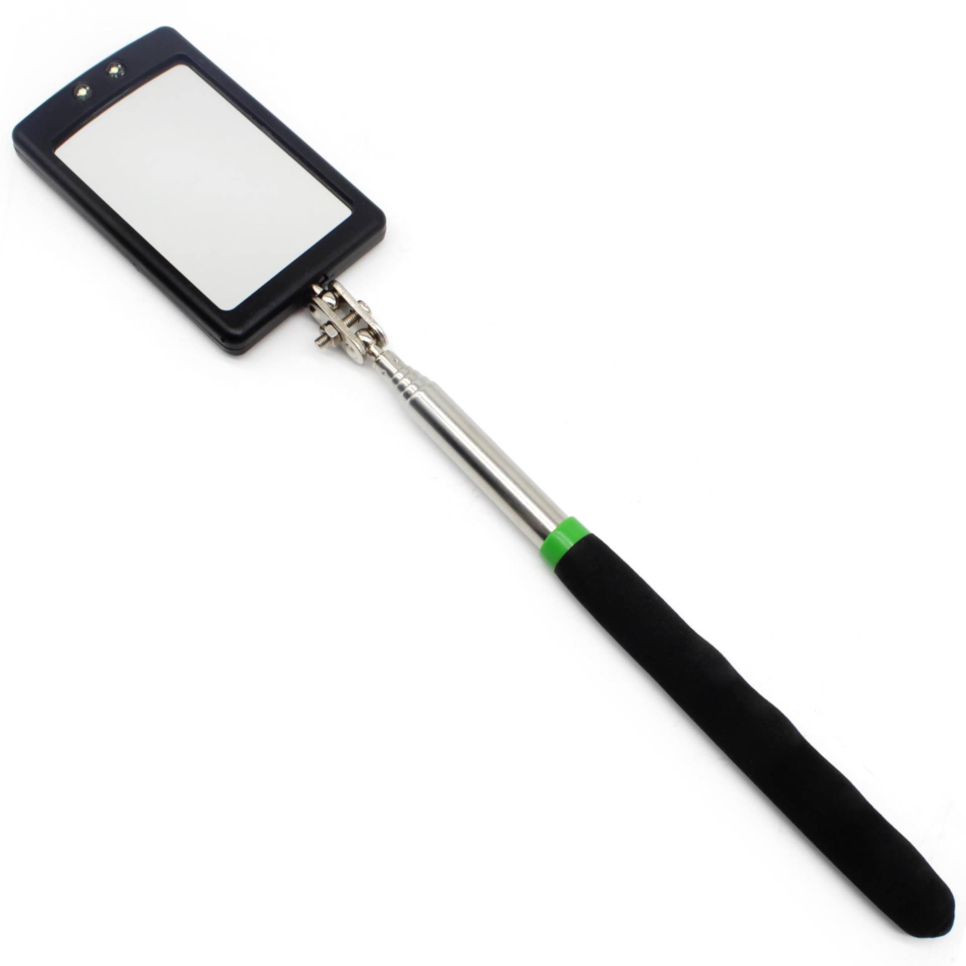 Doctor San - Sanierungstechnik Teleskopspiegel KFZ-Spiegel Inspektionsspiegel mit Licht Beleuchtung Handspiegel ausziehbar 28-87cm Softgriff schwenkbar Doppelgelenk (2) von Doctor San - Sanierungstechnik