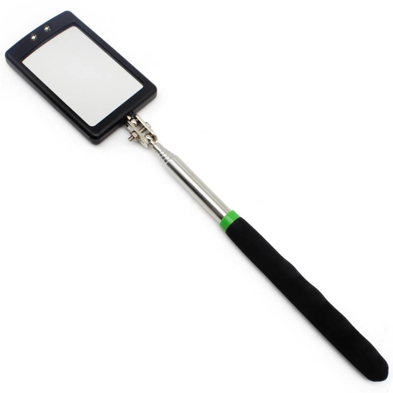 Doctor San - Sanierungstechnik Teleskopspiegel KFZ-Spiegel Inspektionsspiegel mit Licht Beleuchtung Handspiegel ausziehbar 28-87cm Softgriff schwenkbar Doppelgelenk (2) von Doctor San - Sanierungstechnik