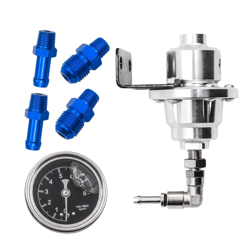 Doengdfo Einstellbarer Kraftstoffregler Fuel Booster Universaldruckregler mit Manometer AutozubehöR,Silber Doengdfo Einstellbarer Kraftstoffregler Fuel Booster Universaldruckregler mit Manometer AutozubehöR,Silber von Doengdfo