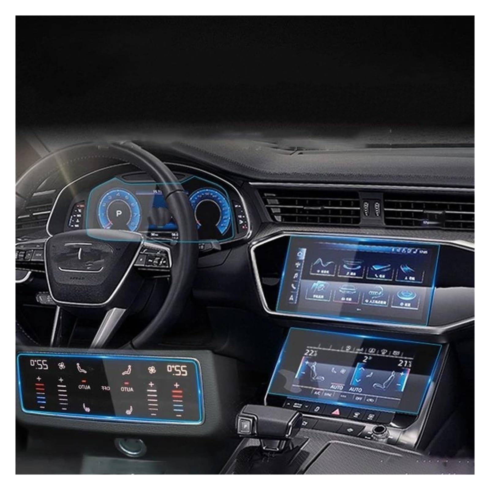 GPS Transparent Displayschutzfolie Für A6 Für A6L 2016-2023 Gehärtetes Glas Auto GPS Navigation Media Touch Screen Schutz Film Auto Innen Zubehör Auto Navigation Schutzfolie(19-23 All 4P) von Dogkapm
