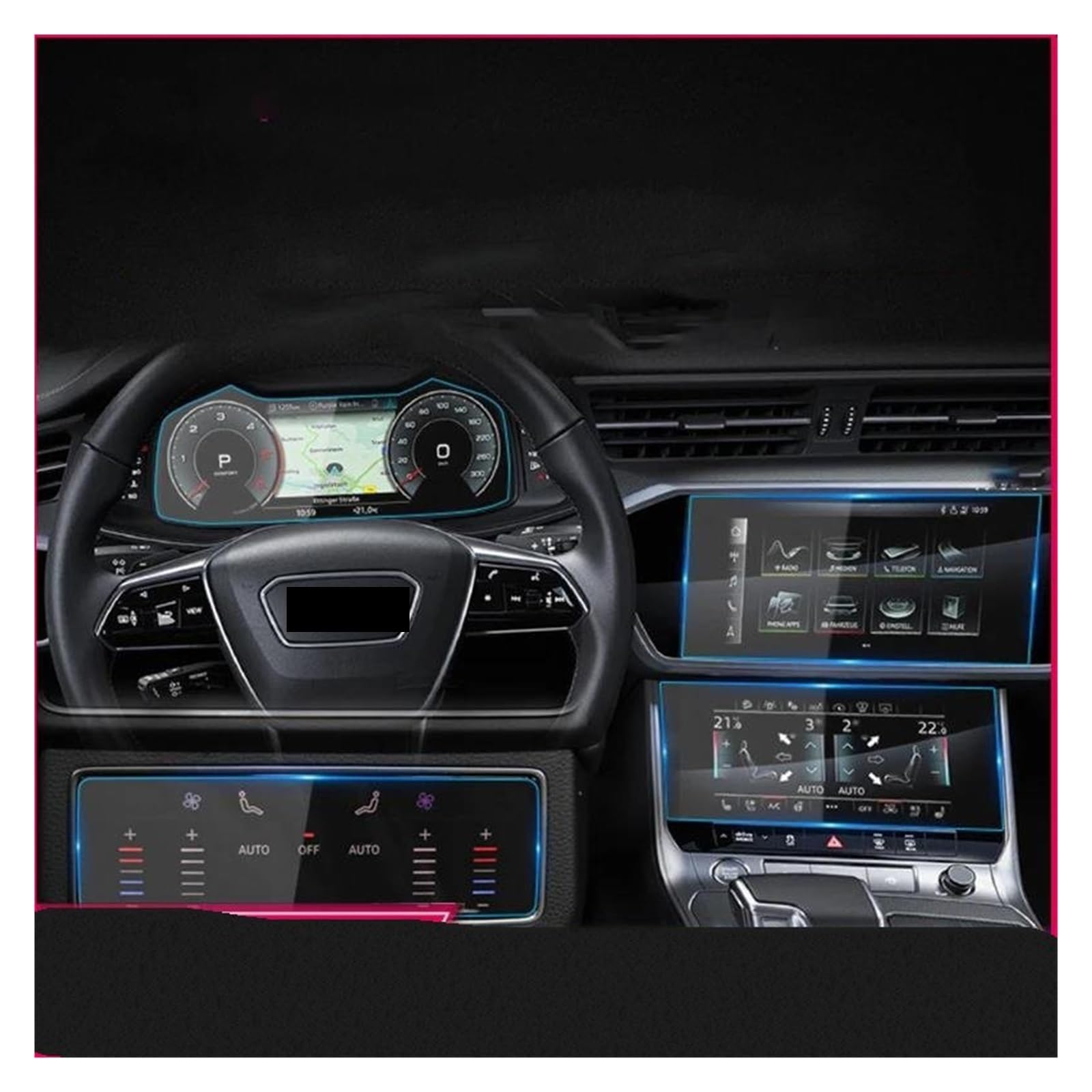 GPS Transparent Displayschutzfolie Für A6 Für A6L 2016-2023 Gehärtetes Glas Auto GPS Navigation Media Touch Screen Schutz Film Auto Innen Zubehör Auto Navigation Schutzfolie(19-24 All 4P) von Dogkapm