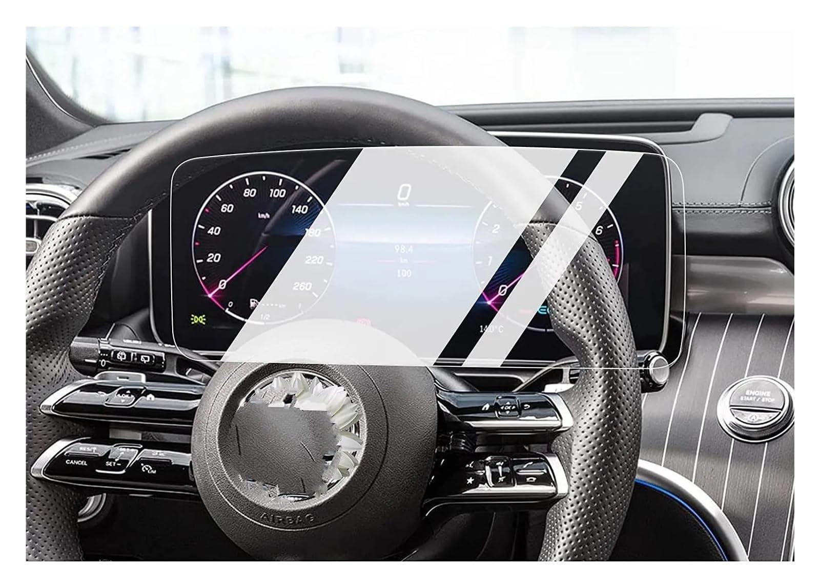 GPS Transparent Displayschutzfolie Für Benz Für C-Klasse C250 C300 C400 C63 2022-2024 11,9-Zoll-Touchscreen Und Digitalinstrument Displayschutzfolie Aus Gehärtetem Glas Auto Navigation Schutzfolie(For von Dogkapm