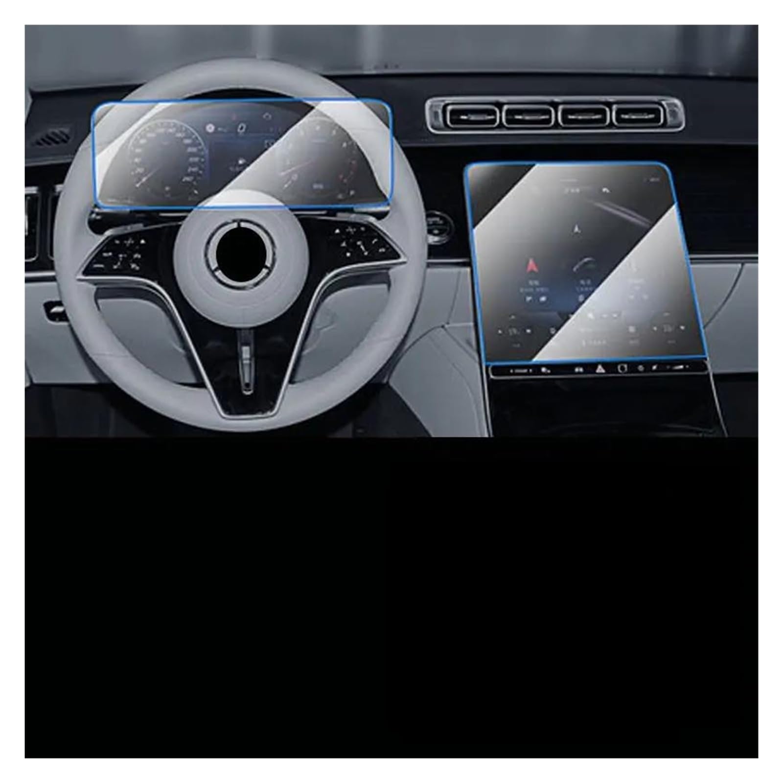 GPS Transparent Displayschutzfolie Für Benz Für S-Class W223 2021 12,8 Zoll Auto Navigation Gehärtetes Glas Displayschutzfolie Auto Navigation Schutzfolie(GPS and Instrument) von Dogkapm