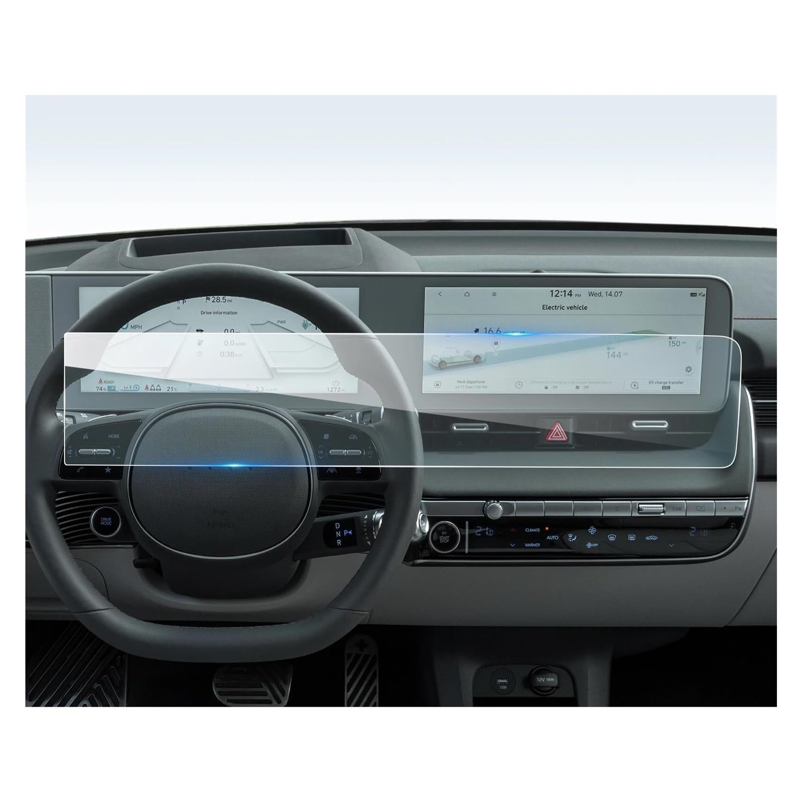 GPS Transparent Displayschutzfolie Für Hyundai Für Ioniq 5 2021 2022 2023 2024 12-Zoll Auto Navigation Digital Cockpit Full Screen Protector Film Auto Innen Zubehör Auto Navigation Schutzfolie von Dogkapm