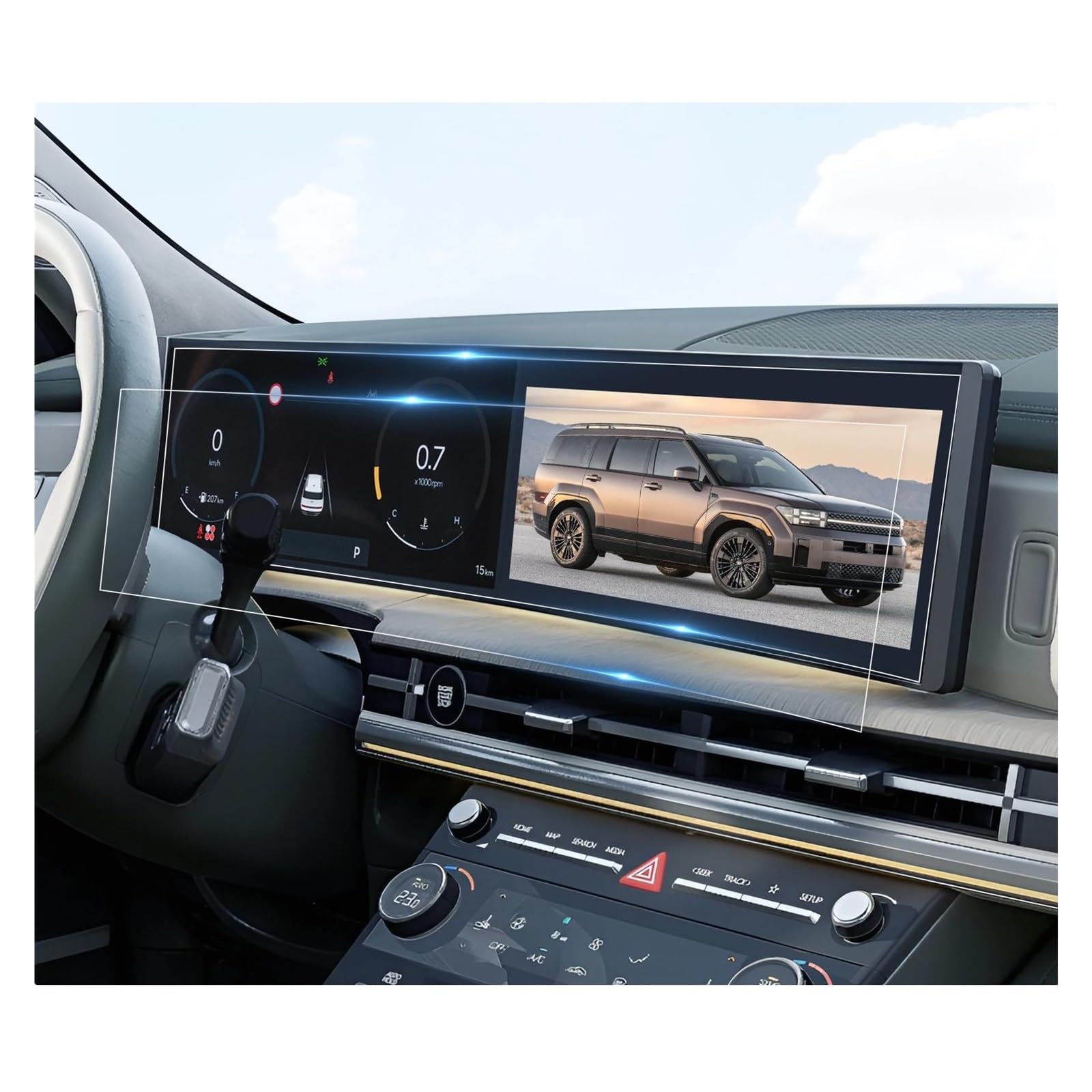 GPS Transparent Displayschutzfolie Für Hyundai Für Santa Fe 2024 LHD Auto Navigation & LCD Instrument Nano Screen Protector Auto Innen Zubehör Auto Navigation Schutzfolie(12.3-Inch) von Dogkapm