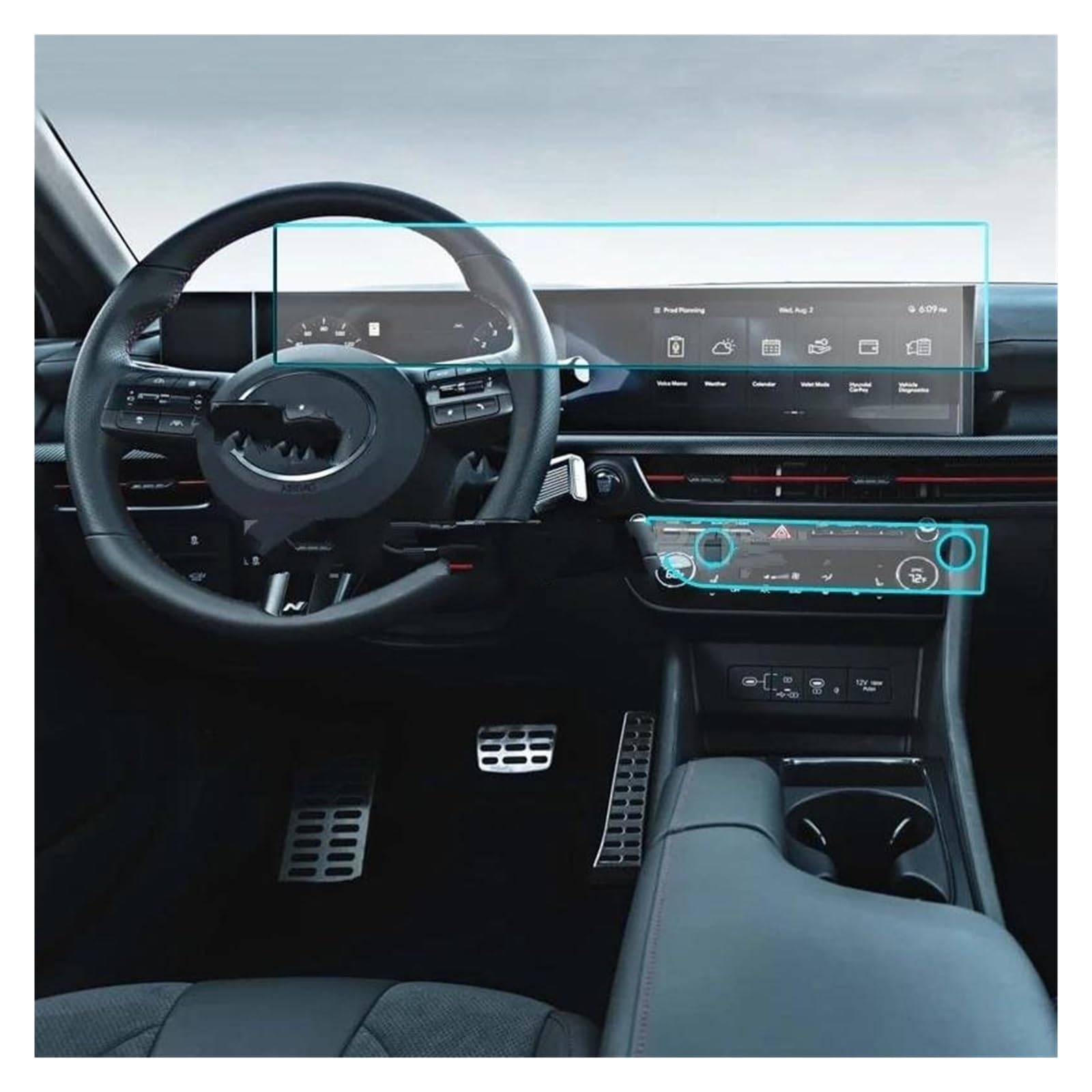 GPS Transparent Displayschutzfolie Für Hyundai Für Sonata 2024 Auto Infotainment Radio GPS Navigation Display Schutz Film Innen TPU Screen Protector Auto Navigation Schutzfolie von Dogkapm