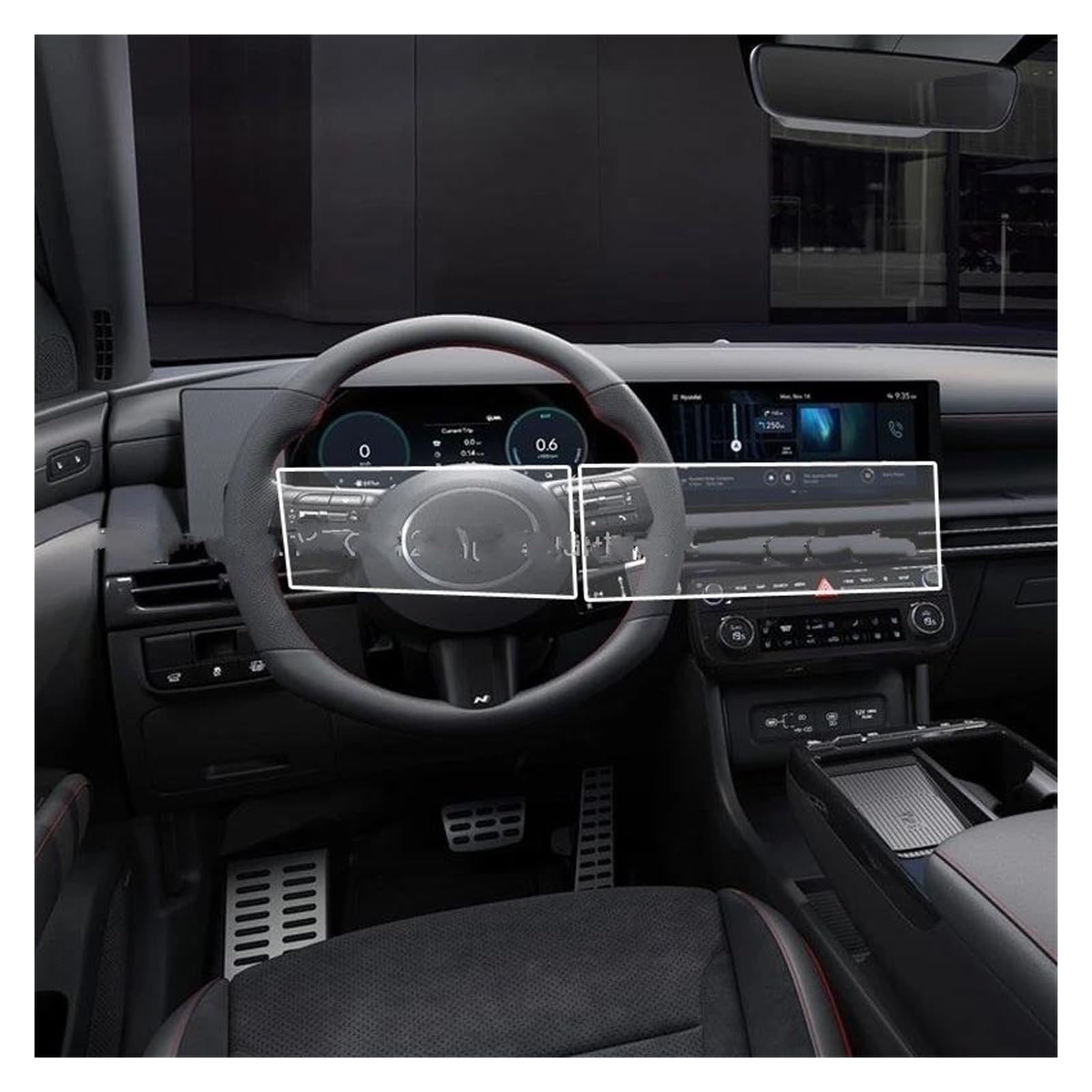GPS Transparent Displayschutzfolie Für Hyundai Für Tucson 2024 12,3 Zoll GPS Navigation Und Dashboard Anti-Scratch Film Zubehör Gehärtetes Glas Screen Protector Auto Navigation Schutzfolie von Dogkapm