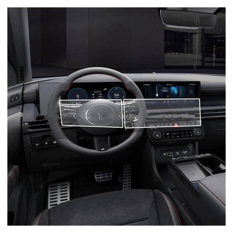 GPS Transparent Displayschutzfolie Für Hyundai Für Tucson 2024 12,3 Zoll GPS Navigation Und Dashboard Anti-Scratch Film Zubehör Gehärtetes Glas Screen Protector Auto Navigation Schutzfolie von Dogkapm