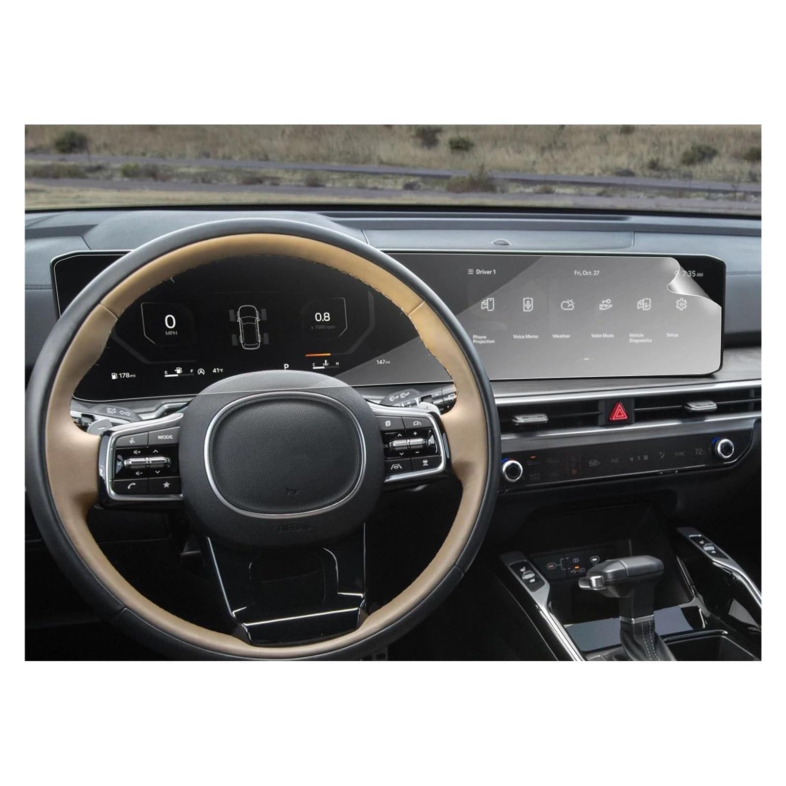 GPS Transparent Displayschutzfolie Für Kia Für Sorento 2024 Auto Multimedia Radio Display Auto Innen Zubehör Nano Screen Protector Auto Navigation Schutzfolie(Full Screen) von Dogkapm