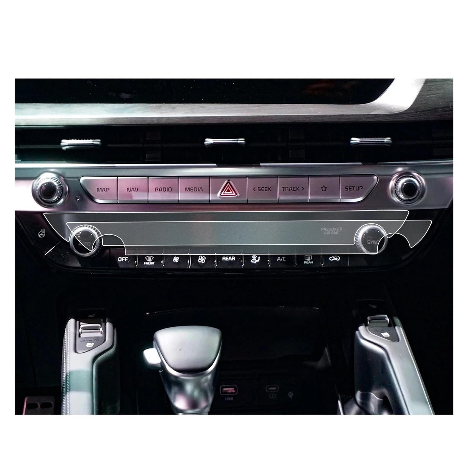 GPS Transparent Displayschutzfolie Für Kia Für Telluride 2023 Auto Zentrale Steuerung Informationen Display Auto Zubehör Nano Screen Protector Auto Navigation Schutzfolie(Air Conditioning) von Dogkapm