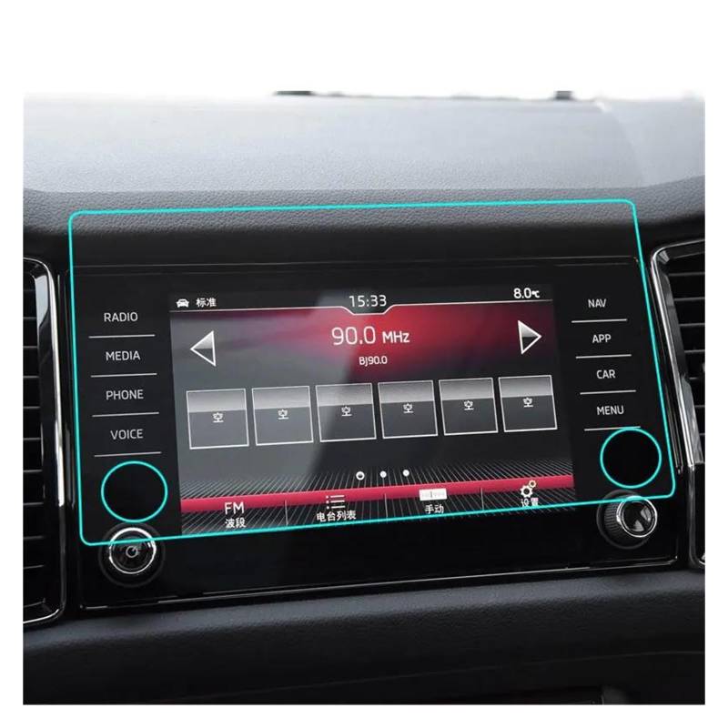 GPS Transparent Displayschutzfolie Für Skoda Für Kodiaq Für Bolero Für Amundsen 2017-2020 8 Zoll Gehärtetes Glas Screen Protector Auto GPS Navigation Display Schutz Film Auto Navigation Schutzfolie von Dogkapm