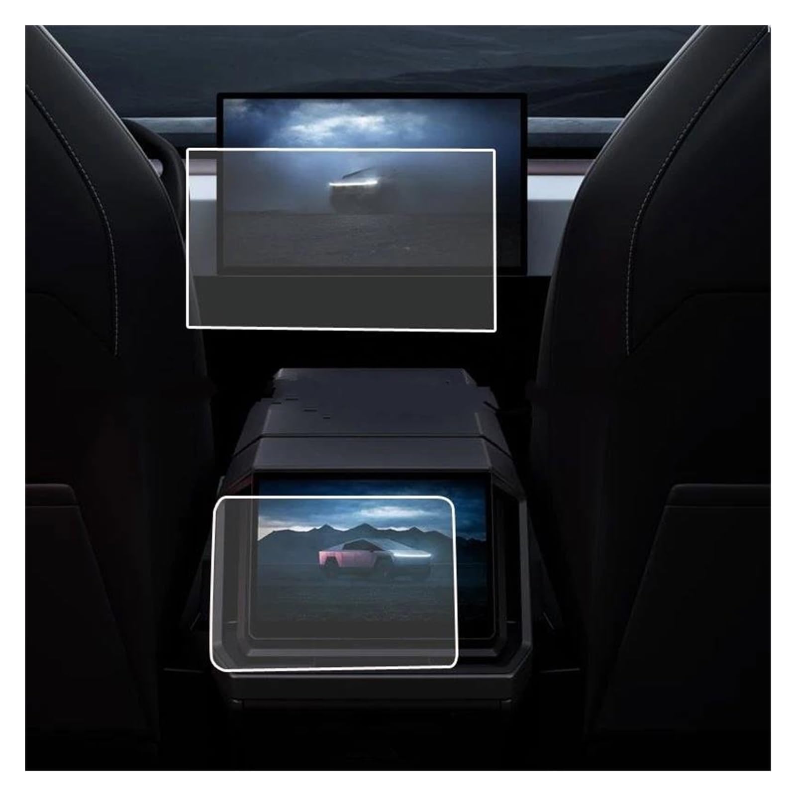GPS Transparent Displayschutzfolie Für Tesla Für Cybertruck 2024 18,5 Zoll Auto Navigation Und 9,4 Zoll Klimaanlage Anti-Scratch (2 Stücke) PET Screen Protector Film Auto Navigation Schutzfolie von Dogkapm