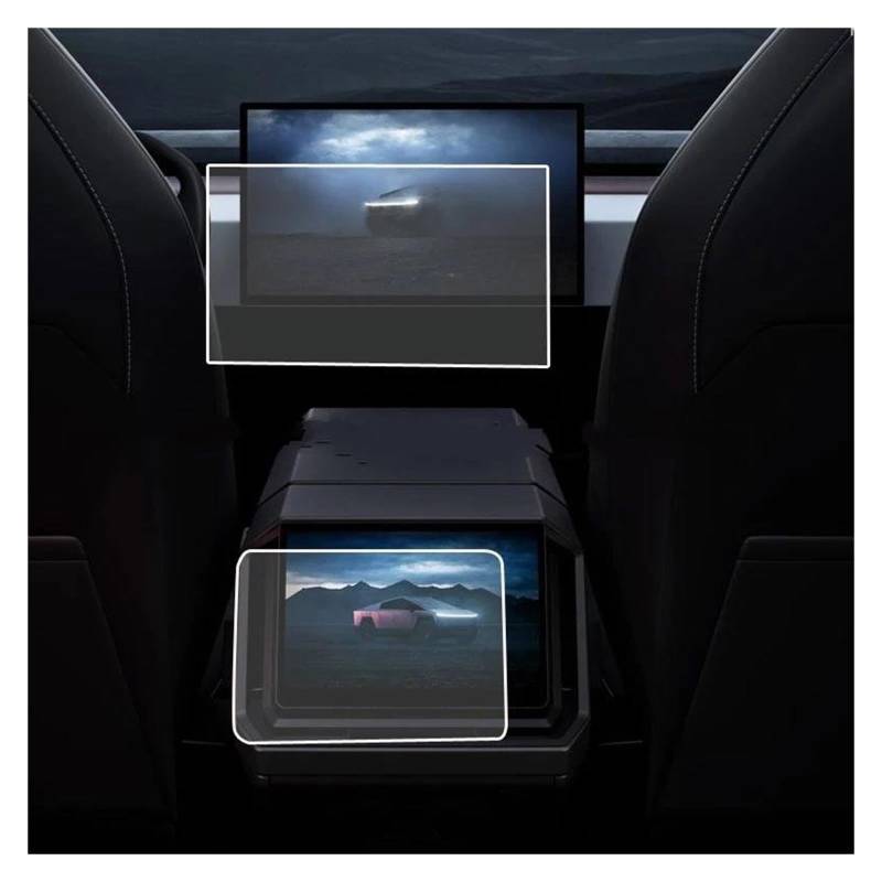 GPS Transparent Displayschutzfolie Für Tesla Für Cybertruck 2024 18,5 Zoll Auto Navigation Und 9,4 Zoll Klimaanlage Anti-Scratch (2 Stücke) PET Screen Protector Film Auto Navigation Schutzfolie von Dogkapm