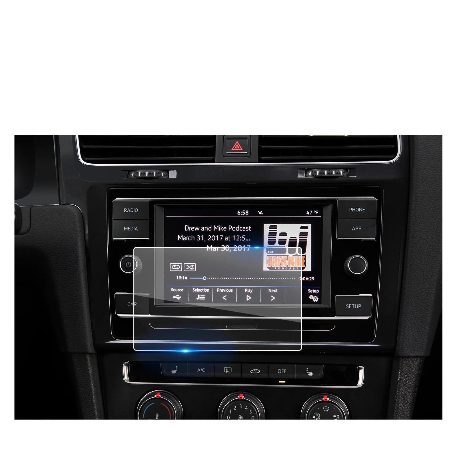 GPS Transparent Displayschutzfolie Für VW Für Golf 7 2016 2017 2018 Auto Navigation Touchscreen Auto Innen Zubehör Auto Multimedia Screen Protector Auto Navigation Schutzfolie(6.5-Inch) von Dogkapm