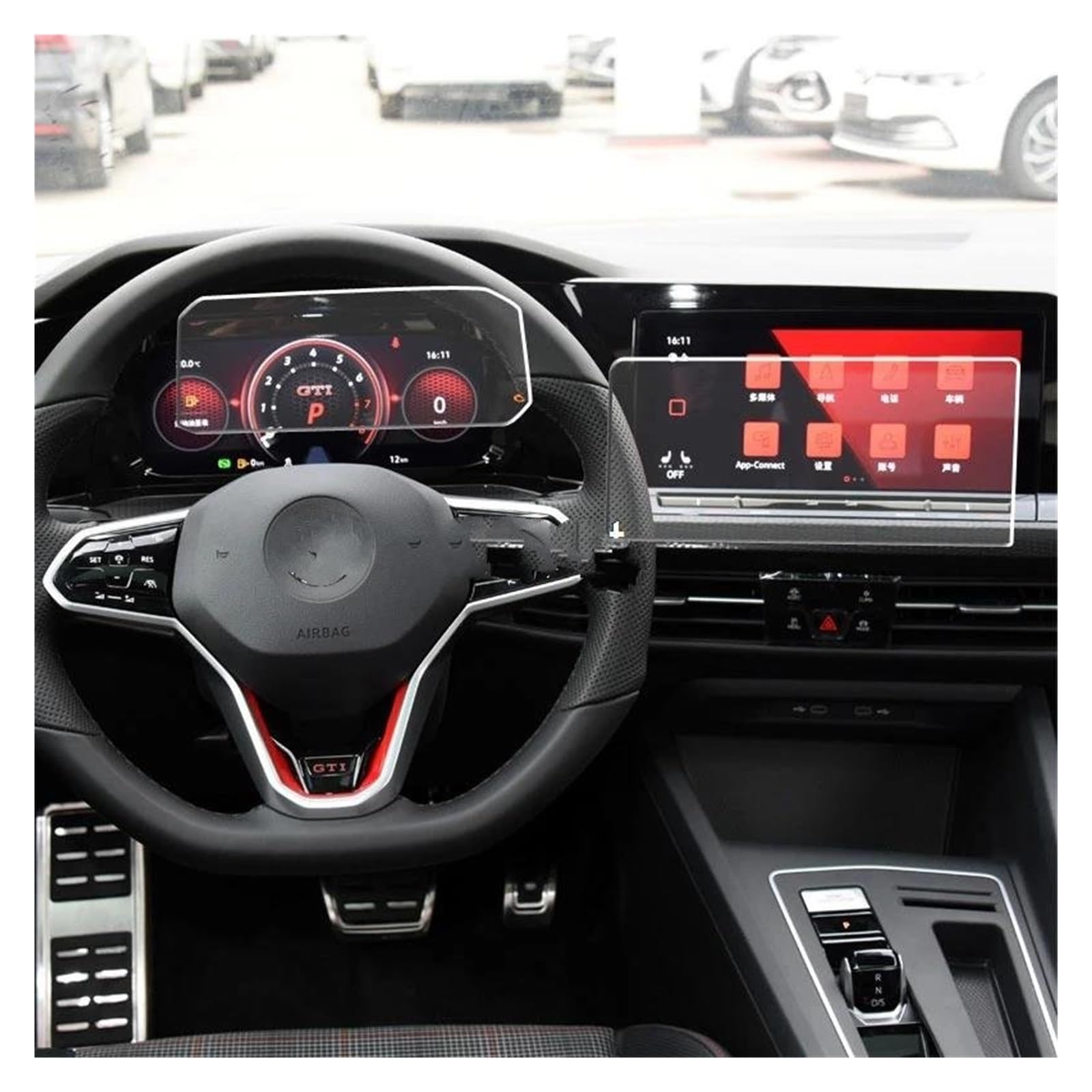 GPS Transparent Displayschutzfolie Für VW Für Golf 8 Dashboard 2021 Auto Navigation Gehärtetem Glas LCD Screen Schutz Film Aufkleber Schutz Auto Navigation Schutzfolie(1 Set Glass) von Dogkapm