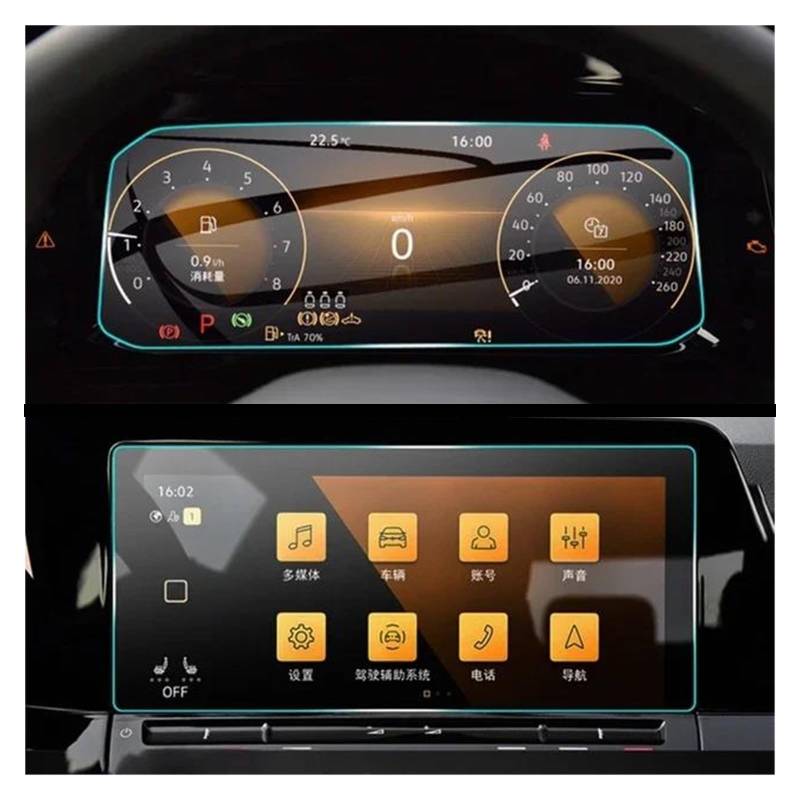 GPS Transparent Displayschutzfolie Für VW Für Golf 8 MK8 2020-2023 Für GTI GPS Navigation Film LCD Screen Schutz Film Auto Zubehör Gehärtetem Glas Auto Navigation Schutzfolie(Dashboard 10 GPS) von Dogkapm
