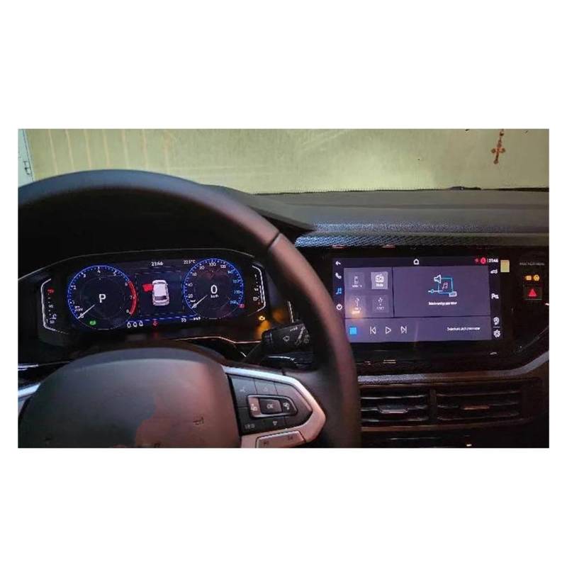 GPS Transparent Displayschutzfolie Für VW Für Polo HAGLAINE 2024 LCD Auto Radio GPS Navigation Und Dashboard Gehärtetem Glas Bildschirm Film Schutz Auto Navigation Schutzfolie(Dashboard and GPS) von Dogkapm