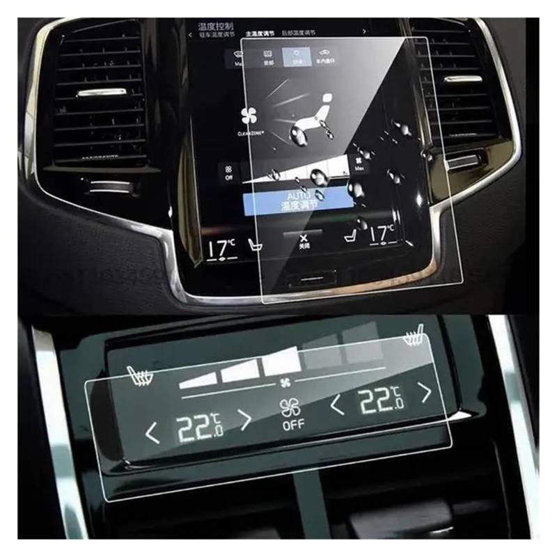 GPS Transparent Displayschutzfolie Für Volvo XC40 Für XC60 Für XC90 Für V90 V60 2016–2021, Auto-GPS-Navigation, Rücksitz, Klimaanlage, 2 Stück Displayschutzfolie Aus Gehärtetem Glas Auto Navigation Sc von Dogkapm