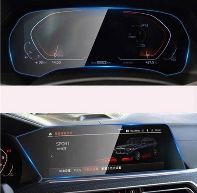 GPS Transparent Displayschutzfolie Für X5 Für X6 Für X7 G05 G06 G07 2019-2022 Auto GPS Navigation Schutz Film LCD Bildschirm Gehärtetes Glas Schutz Film Auto Navigation Schutzfolie(GPS and Dashboard A von Dogkapm