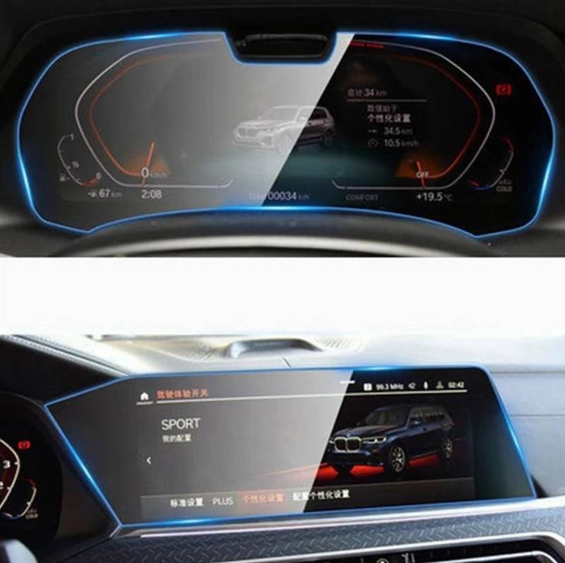 GPS Transparent Displayschutzfolie Für X5 Für X6 Für X7 G05 G06 G07 2019-2022 Auto GPS Navigation Schutz Film LCD Bildschirm Gehärtetes Glas Schutz Film Auto Navigation Schutzfolie(GPS and Dashboard B von Dogkapm