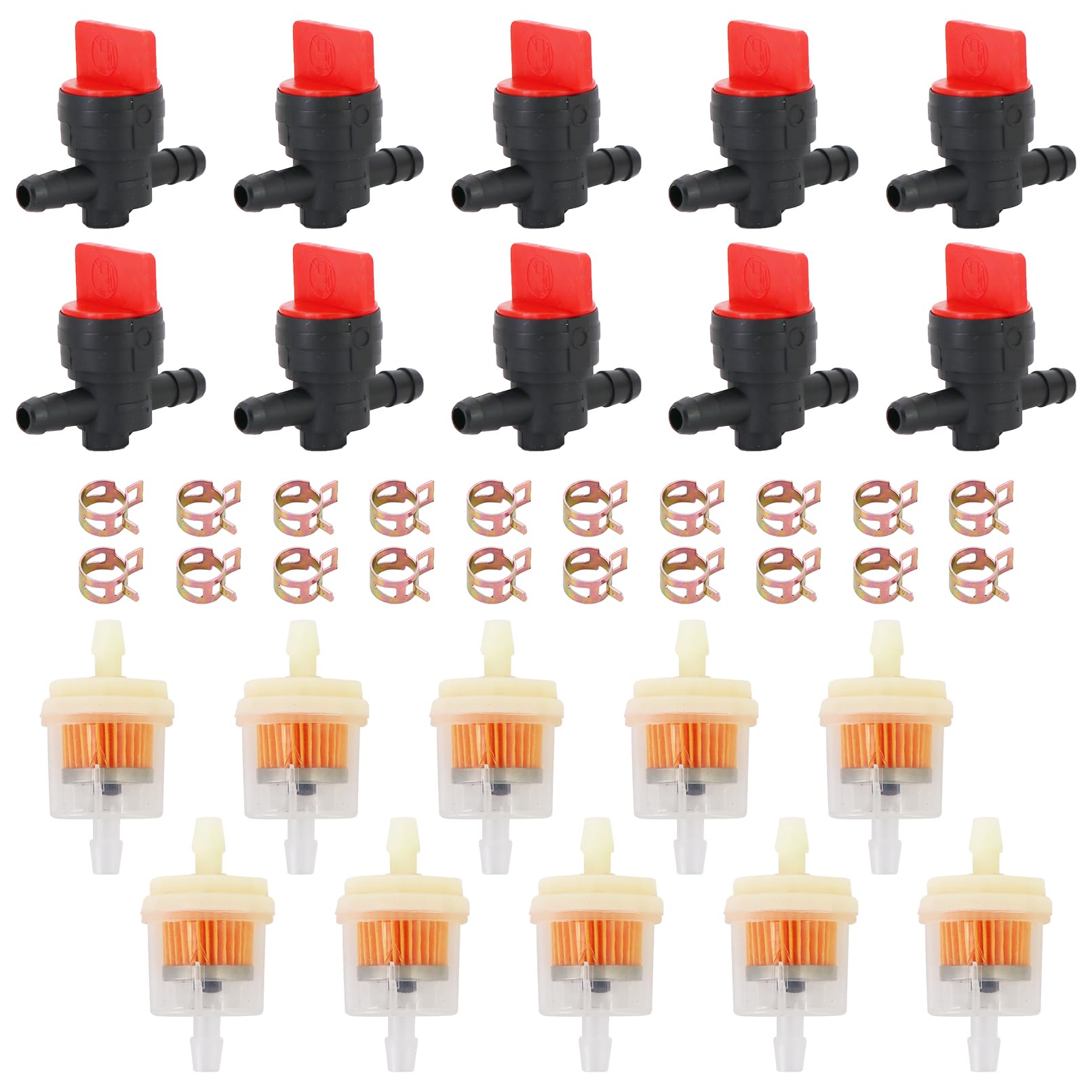 Dokili Motorrad Gas Kraftstofffilter kit, 10 x Universal Benzinhahn 6mm, 10x Benzinfilter, 20x Klemmen, Rasenmäher-Zubehör Für 1/4" Kraftstoffleitung,für 698183 494768 Dokili Motorrad Gas Kraftstofffilter kit, 10 x Universal Benzinhahn 6mm, 10x Benzinfilter, 20x Klemmen, Rasenmäher-Zubehör Für 1/4" Kraftstoffleitung,für 698183 494768 von Dokili