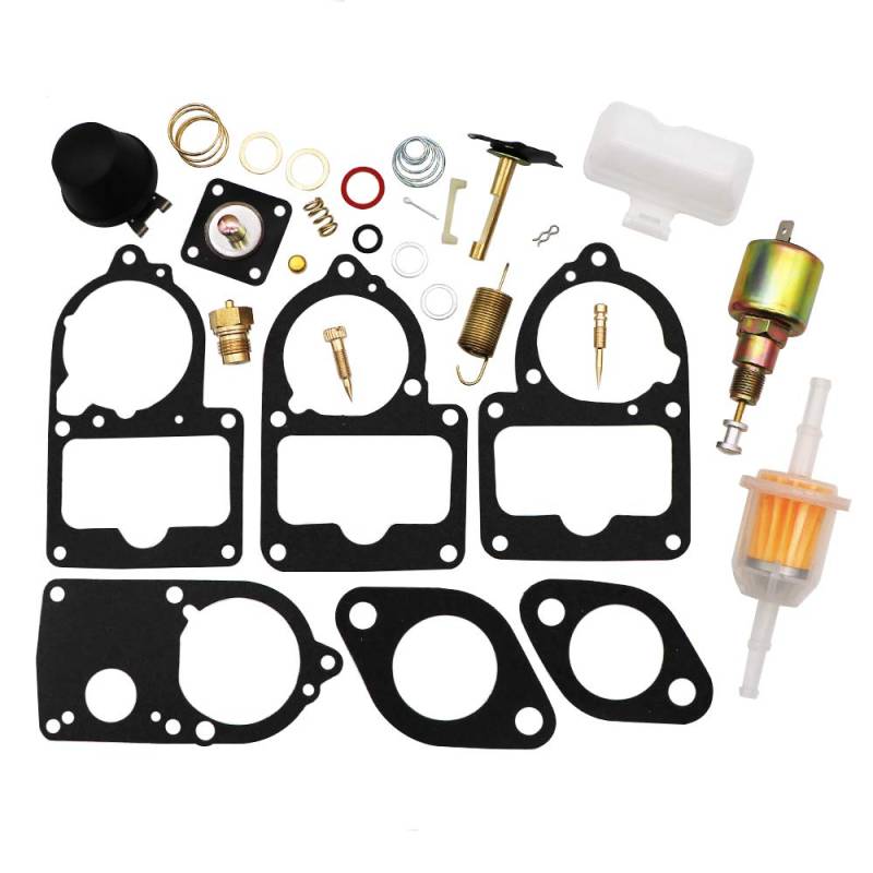 Dokili Vergaser Reparatursatz kit für vw solex Brosol Bocar EMPI 28 30 34 PICT-3 Mit Float & 12V Ventilsolenoid abschneiden von Dokili