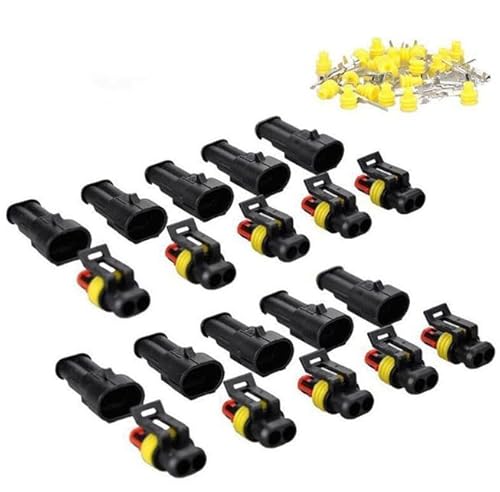 10 Sets wasserdichter Stecker, 2-poliger elektrischer Terminal-Drahtverbinder IP67 AMP PA66, Nylon, 12 V, 1,5 mm, Auto-Elektro-Stecker, Terminalstecker, Netzstecker für Auto, Motorrad, Wohnwagen, Boot 10 Sets wasserdichter Stecker, 2-poliger elektrischer Terminal-Drahtverbinder IP67 AMP PA66, Nylon, 12 V, 1,5 mm, Auto-Elektro-Stecker, Terminalstecker, Netzstecker für Auto, Motorrad, Wohnwagen, Boot von Dolaso
