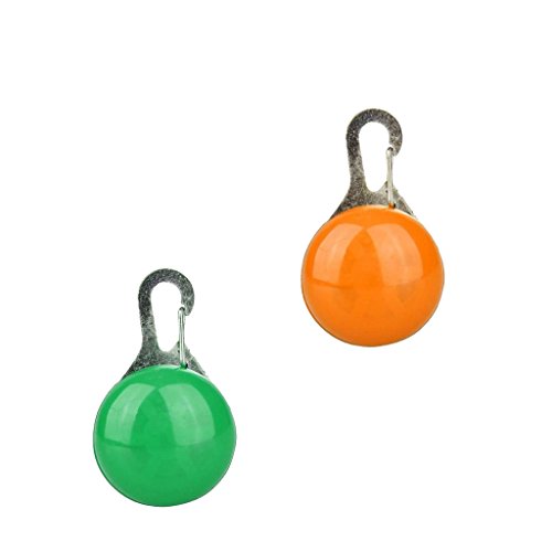 Dolity 2pcs Rund LED Sicherheitsclip Licht Leuchtanhänger für Hunde Katze Halsband Hundehalsband Katzenhalsband - Grün und Orange von Dolity