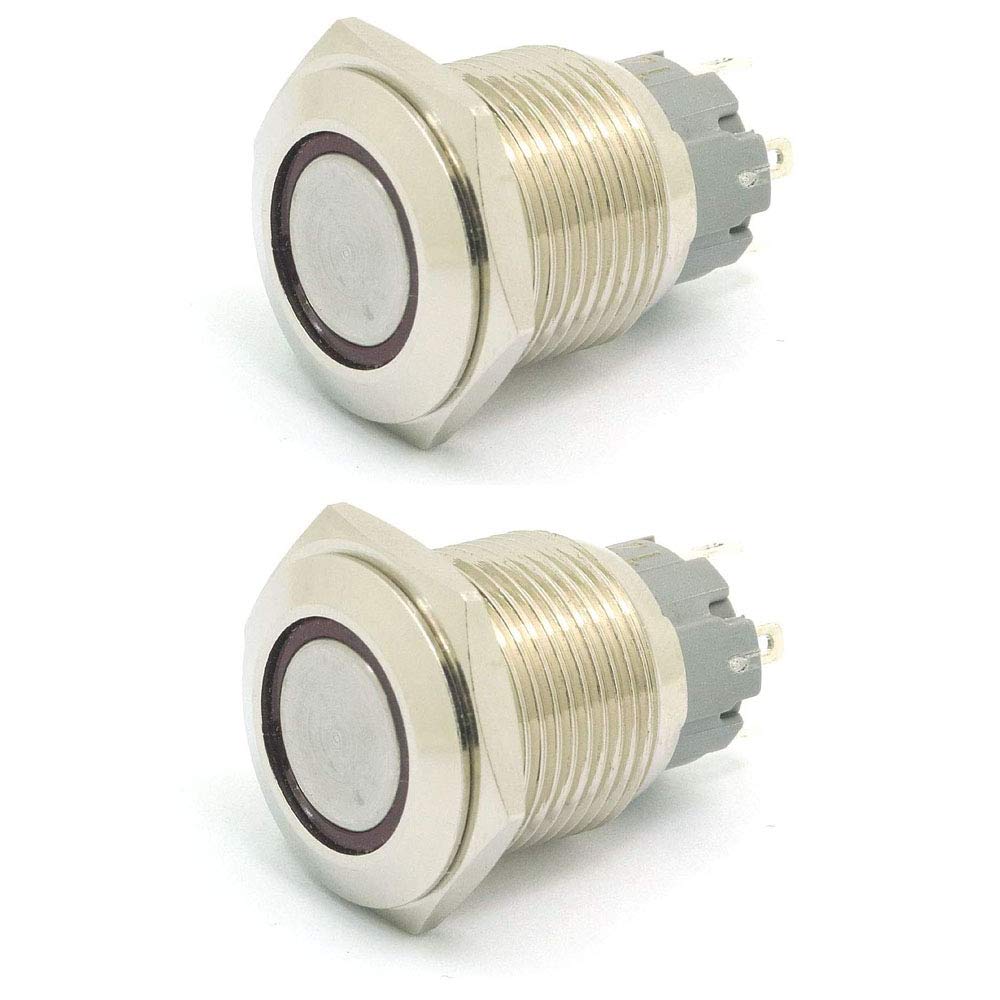 DollaTek 2Pcs 16mm 10A Momentary Switch Drucktastenschalter 12V DC Angel Eye LED wasserdichter Edelstahl runder Llight-Schalter - Rot DollaTek 2Pcs 16mm 10A Momentary Switch Drucktastenschalter 12V DC Angel Eye LED wasserdichter Edelstahl runder Llight-Schalter - Rot von DollaTek