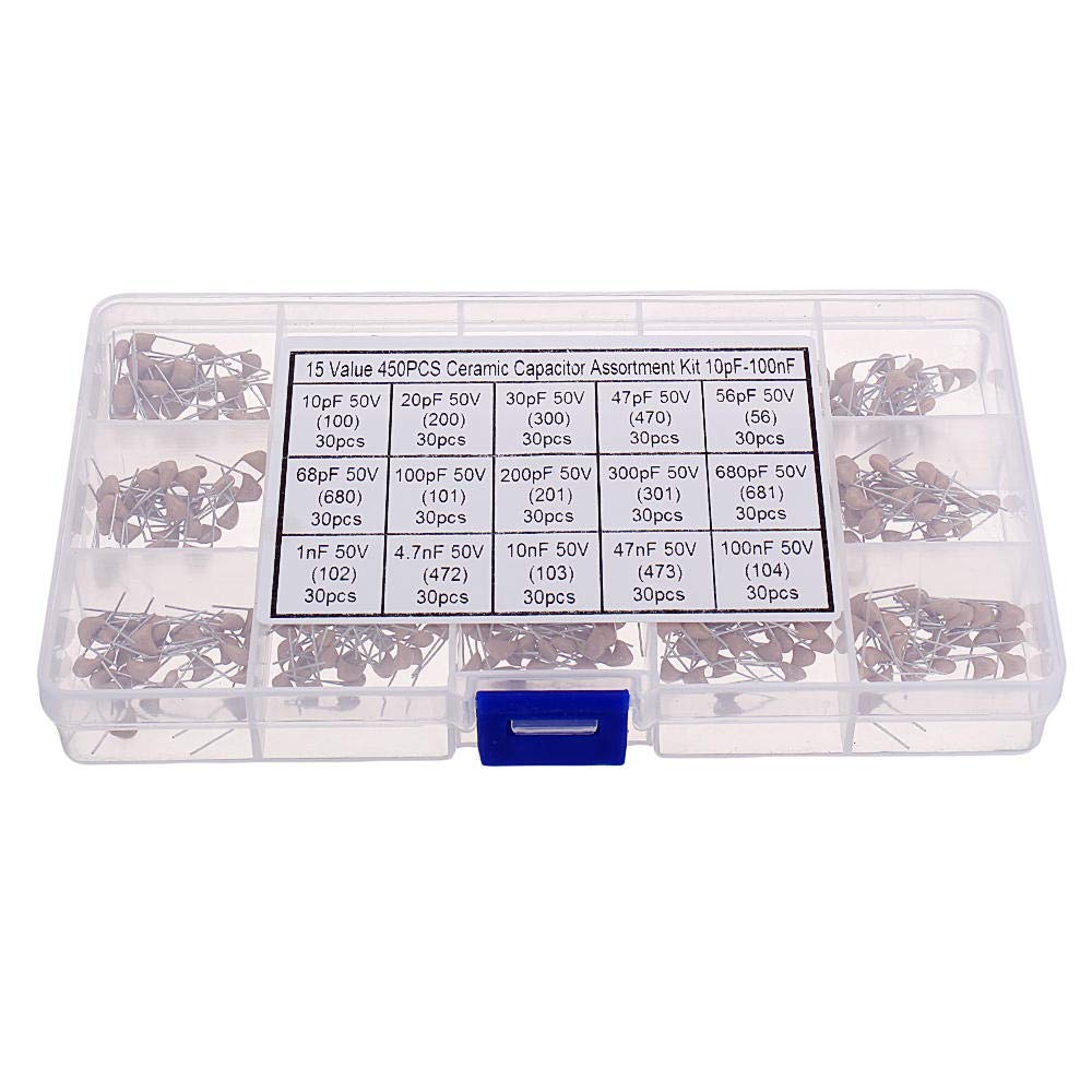 DollaTek 450pcs Monolithisches Kondensatorset mit 15 Werten 50 V Mehrschicht-Sortimentsbox 10pf bis 100nf Kondensator-Kit für elektronische Komponenten DollaTek 450pcs Monolithisches Kondensatorset mit 15 Werten 50 V Mehrschicht-Sortimentsbox 10pf bis 100nf Kondensator-Kit für elektronische Komponenten von DollaTek