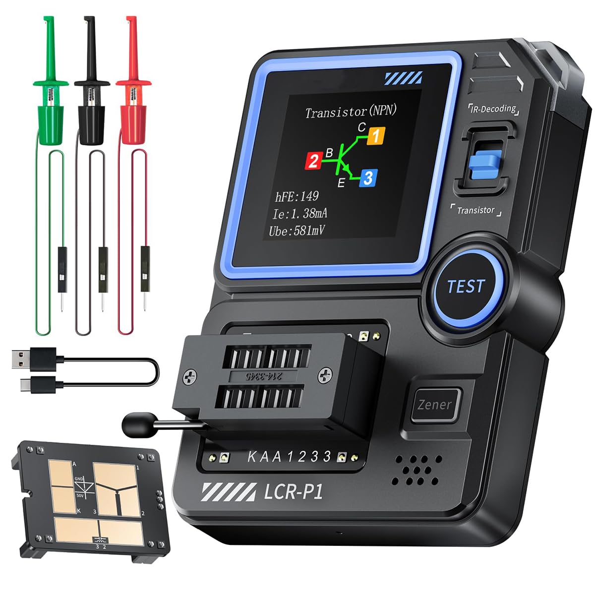 DollaTek Transistortester, Mosfet-Transistor-Kondensatortester, Multifunktions-SMD-Tester für elektronische Komponenten, Diode, Triode, ESR, NPN, PNP, MOSFET-Tester, LCR-Messgerät, Durchbrennschutz DollaTek Transistortester, Mosfet-Transistor-Kondensatortester, Multifunktions-SMD-Tester für elektronische Komponenten, Diode, Triode, ESR, NPN, PNP, MOSFET-Tester, LCR-Messgerät, Durchbrennschutz von DollaTek