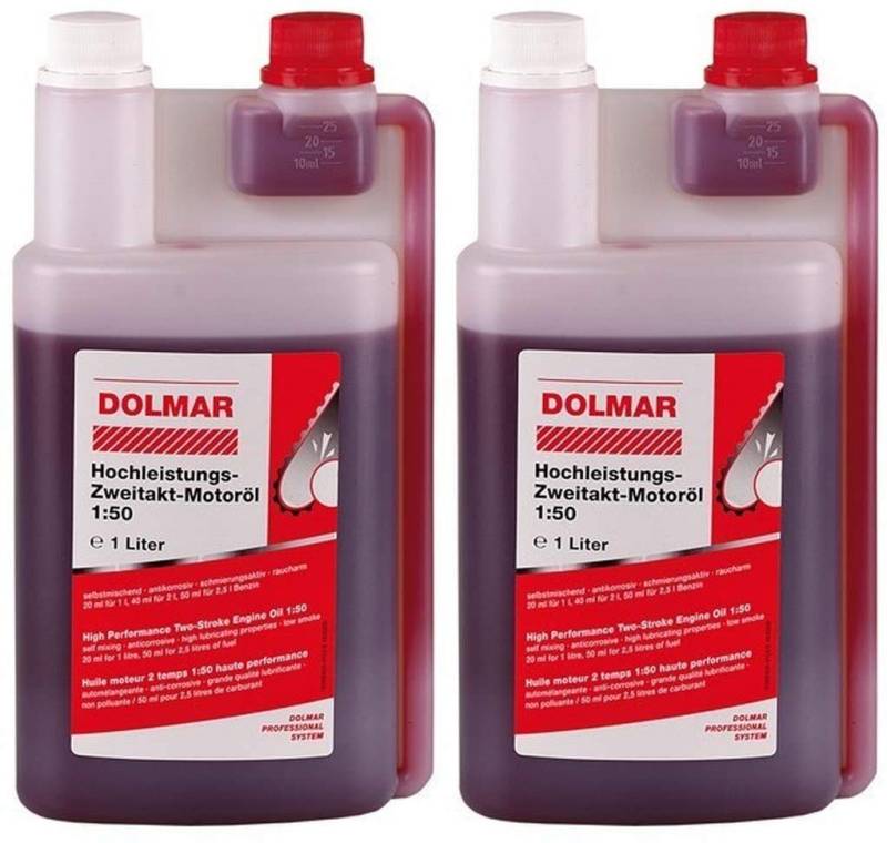 2 X Dolmar 980008112 2-Takt-Motoröl 1:50 1 Liter Dosierflasche von Sudsty