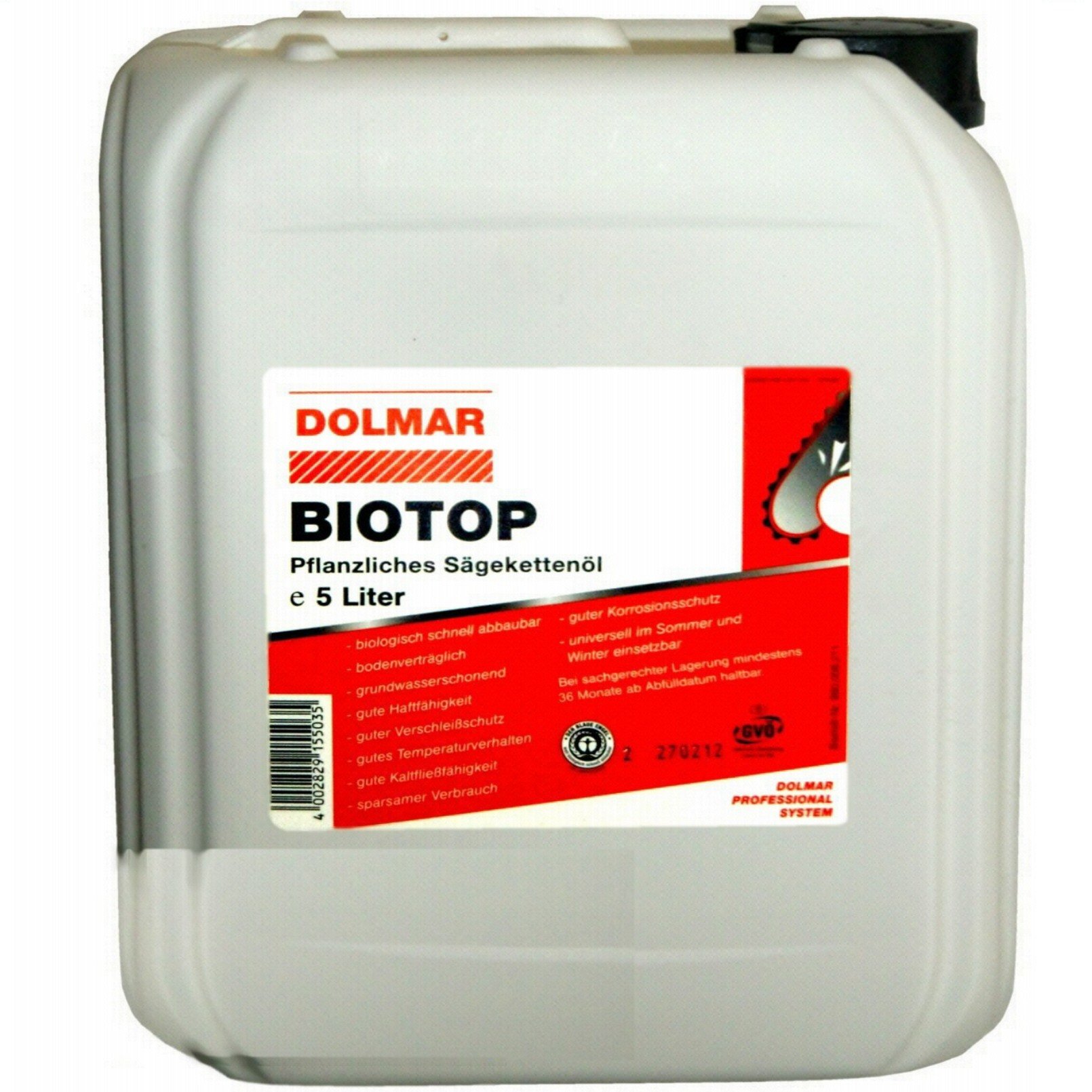 5 Liter Dolmar BIOTOP Sägekettenöl Kettensägenöl Kettenöl von Dolmar