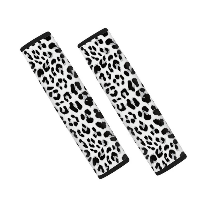 Dolyues Auto-Sicherheitsgurtbezüge für Damen, Leopardenmuster, Weiß, 2 Stück, universal, bequem, Schultergurtpolster von Dolyues