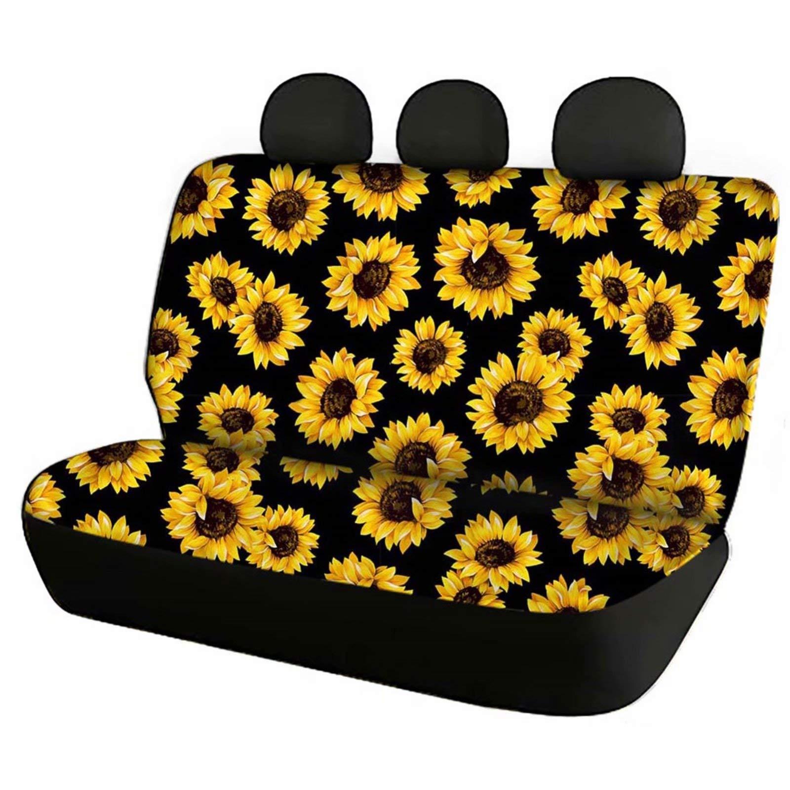 Dolyues Auto-Sitzbezüge, Sonnenblumen-Motiv, für Rücksitzbank und Rückenlehne, komplettes Set, 2 Stück, für Frauen, Autozubehör, universell passend für SUVs, LKWs, Autos von Dolyues