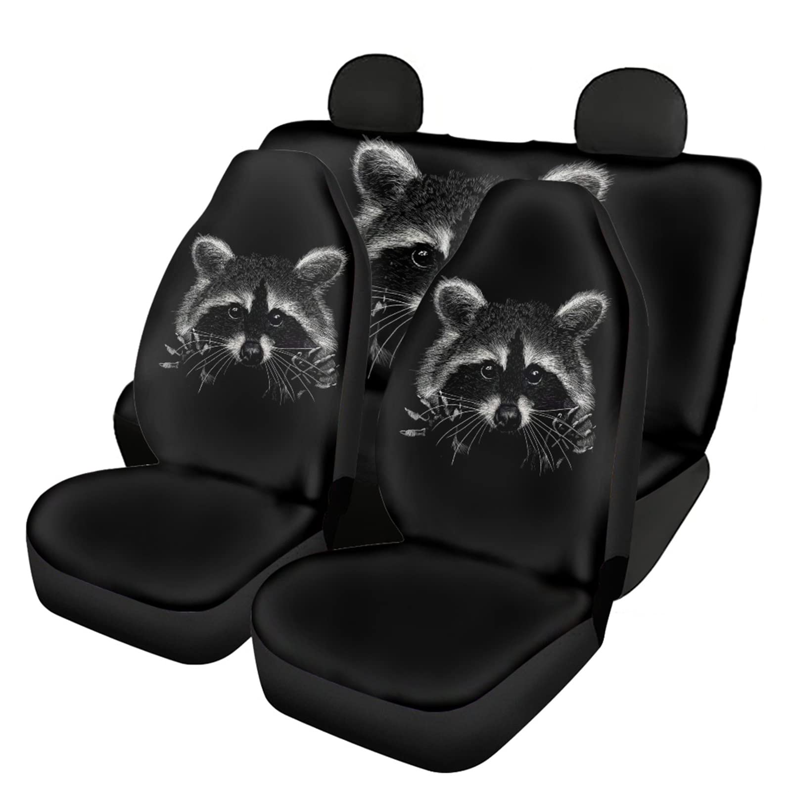 Dolyues Autositzbezüge, 3D-Tiermotiv, atmungsaktiv, strapazierfähig, universal, für Vorder- und Rücksitze, Schwarz von Dolyues